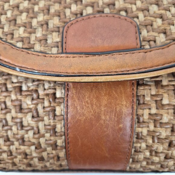 Brooks Brothers Natural Straw Weave with Leather Trim Crossbody - Picture 12 of 16